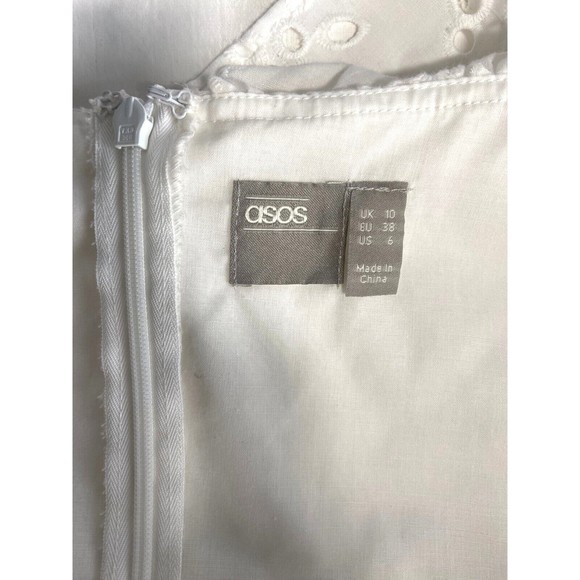 ASOS White Eyelet Off-Shoulder Mini Dress - Picture 7 of 8